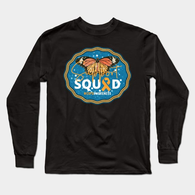 COPD Awareness Support Squad Butterfly Edition Long Sleeve T-Shirt by mythikcreationz